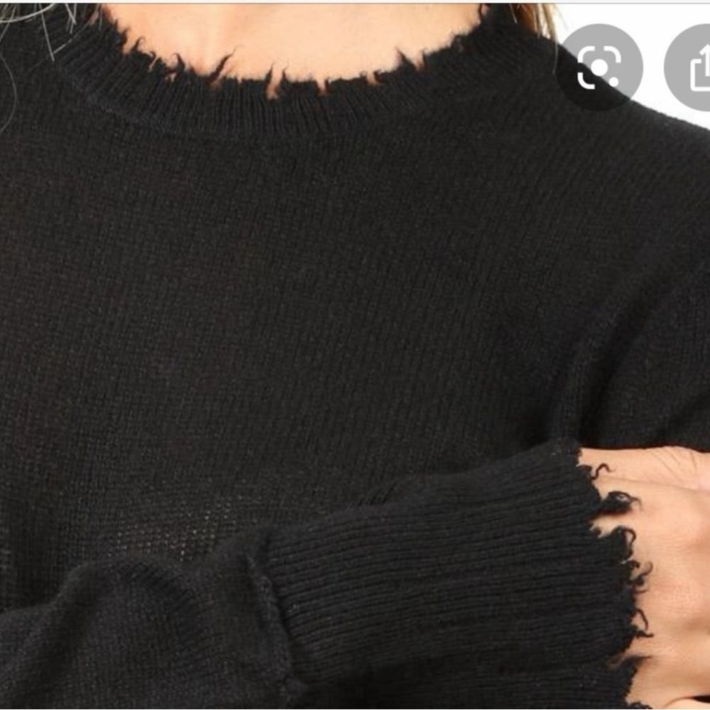 R13 Cashmere Sweater Long Sleeve Mock Neck Distressed Hem Black Size S - Picture 2 of 11